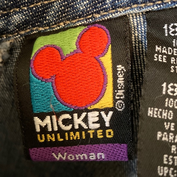 Disney Denim Short Overalls with Mickey & Floral Embroidery - Picture 2 of 14